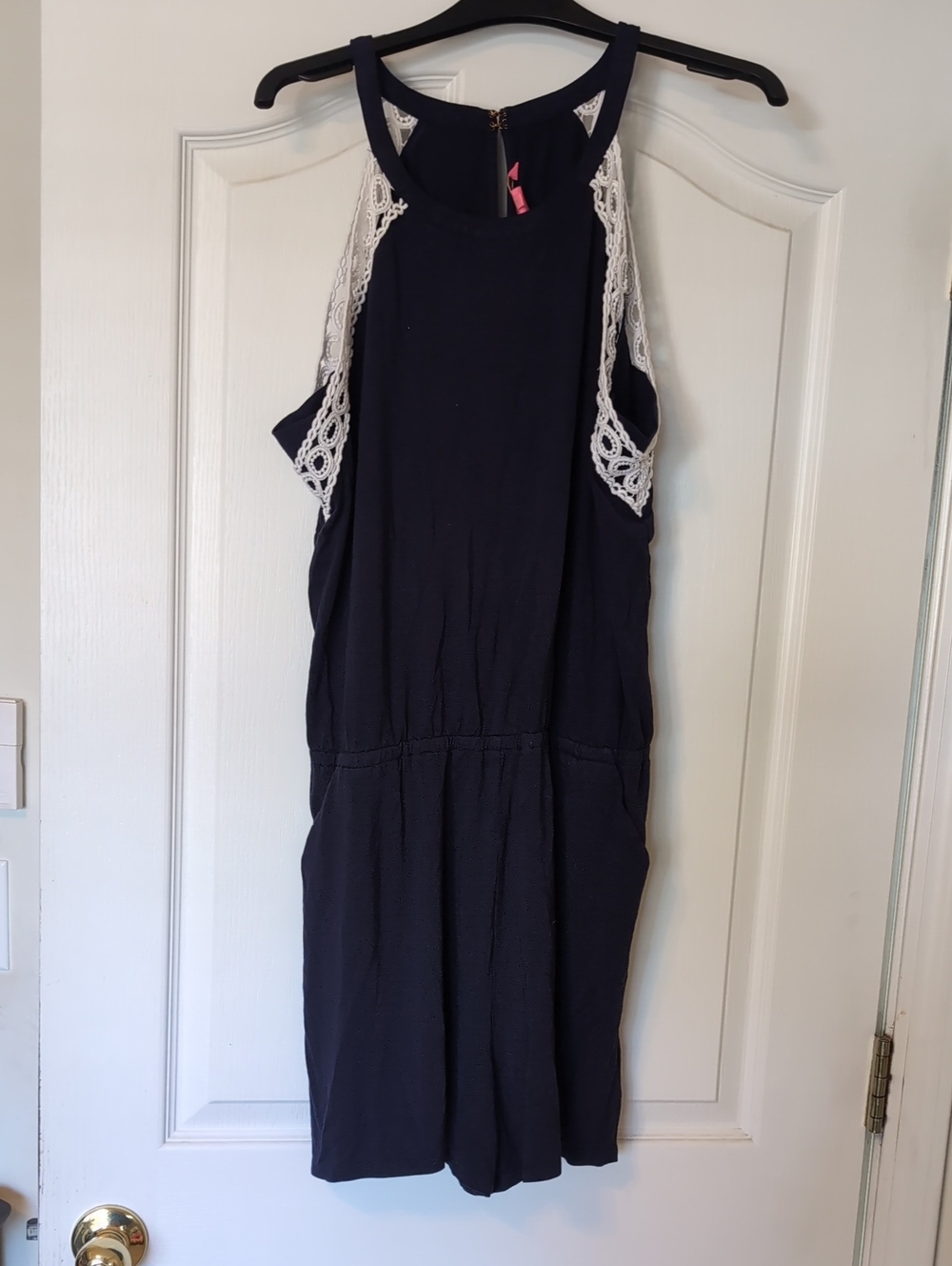 Lilly Pulitzer Romper Navy Crochet-Trim